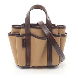 Bolsa Cabas XS em lona e couro Max Mara Marrom