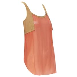 Hermès-Hermes cotton harness gauze rounded hem summer top-Orange