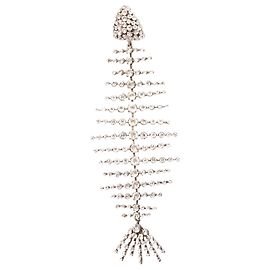 Orecchini pendenti a clip a forma di pesce in cristallo Saint Laurent Argento Metallico