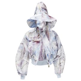 Cropped Batwing Kapuzenbomber Alexander McQueen William Blake Dante Blau