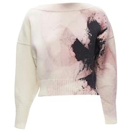 Alexander Mcqueen-Alexander McQueen Anemone floral print cropped sweater-White,Cream