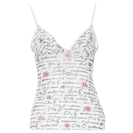 Dolce & Gabbana-Dolce & Gabbana Underwear logo rose mesh lace cami tank top-White