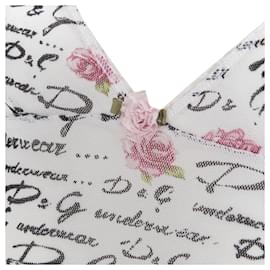 Dolce & Gabbana-Dolce & Gabbana Underwear logo rose mesh lace cami tank top-White