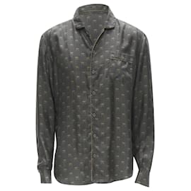 Dolce & Gabbana-Dolce & Gabbana silk Queen Bee print pajama shirt-Grey