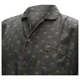 Dolce & Gabbana-Dolce & Gabbana silk Queen Bee print pajama shirt-Grey