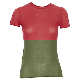 Ralph Lauren-Ralph Lauren cashmere circle cut out back short sleeve knitted top-Red