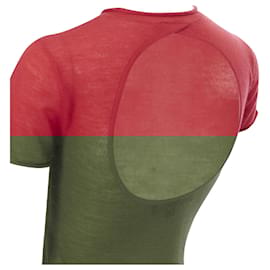 Ralph Lauren-Ralph Lauren cashmere circle cut out back short sleeve knitted top-Red