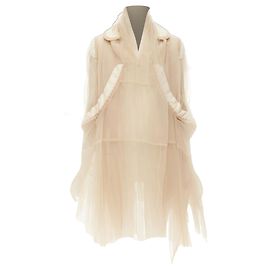 Comme Des Garcons nude inside out sheer tulle long jacket Brown Flesh