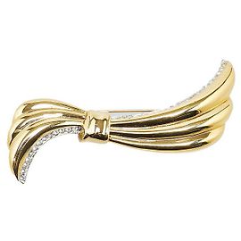 Spilla a nastro con strass Yves Saint Laurent D'oro Metallico