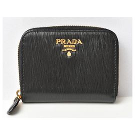 Mini portefeuille Prada VITELLO MOVE en cuir noir Noir