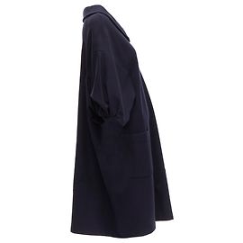 Comme Des Garcons Vestido curto assimétrico de lã com colarinho Peter Pan da Comme Des Garçons Azul Azul marinho
