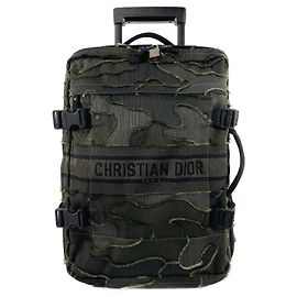 Christian Dior Valigia in tela camouflage Dior Verde