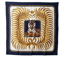 Hermès Bufanda de seda Hermes TIGRE ROYAL Azul