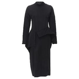 Comme Des Garcons Abito midi peplum con collo alto Comme Des Garçons Nero