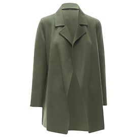 Theory military wool cashmere draped collar coat Green