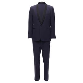 Saint Laurent Wolle Satin Schalkragen Tux Blazer Blau Marineblau