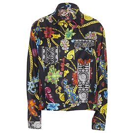Versace silk crystal Medusa button jacket Black