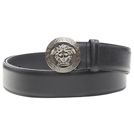 Cinturón de hebilla de moneda Medusa Biggie de Versace en plata Negro