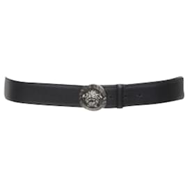 Versace-Versace Biggie Medusa coin silver buckle belt-Black
