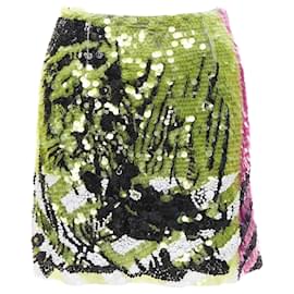 Dior-Christian Dior D-Jungle Lion Sequins Pailette Bead Embellished Skirt-Green