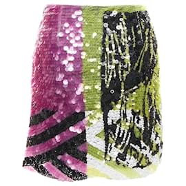 Dior-Christian Dior D-Jungle Lion Sequins Pailette Bead Embellished Skirt-Green