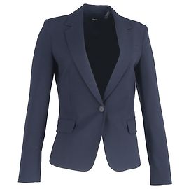 Einreiher-Blazer aus marineblauer Wolle von Theory Blau Marineblau