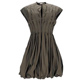 Vestido mini globo plisado Alaïa en algodón caqui Verde Caqui