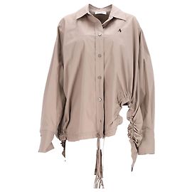 Camisa assimétrica em viscose marrom com bordado do logo Attico Marrom