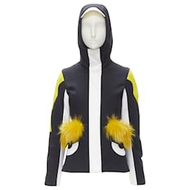 Fendi-Fendi Monster Bug Eye fur trim ski jacket-Black