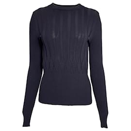 Max Mara- Max Mara Knitted Crewneck Sweater in Navy Blue Wool-Blue,Navy blue