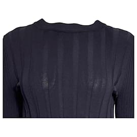Max Mara- Max Mara Knitted Crewneck Sweater in Navy Blue Wool-Blue,Navy blue