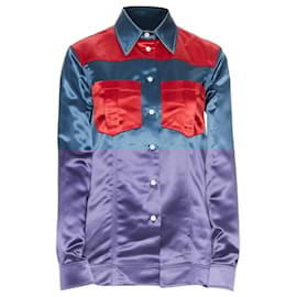 Calvin Klein-Calvin Klein Raf Simons acetate diner shirt-Blue,Navy blue