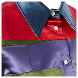 Calvin Klein-Calvin Klein Raf Simons acetate diner shirt-Blue,Navy blue