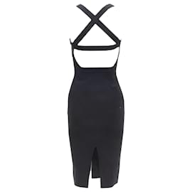 Dolce & Gabbana-Dolce & Gabbana logo elastic strap cross back bodycon dress-Black