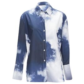 Camisa de botón de algodón con puños Sky cloud de Alexander McQueen Azul