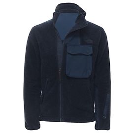 The North Face North Face fleece patch pocket asymmetric zip up jacket Blue Navy blue