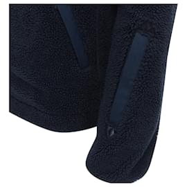 The North Face-North Face fleece patch pocket asymmetric zip up jacket-Blue,Navy blue