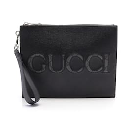 Gucci-Bolsa clutch em PVC de couro Gucci GG Supreme preta-Preto