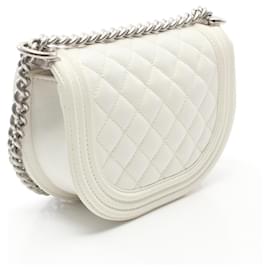 Chanel-Chanel Small Boy Messenger Bag Leather-White
