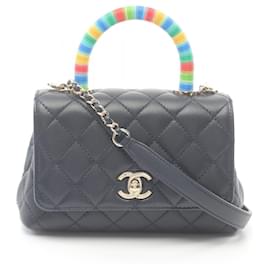 Chanel-Chanel Coco Handle XXS Lambskin Handbag Navy-Blue