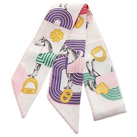 Hermès Cinta de seda Twilly de Hermes Blanco