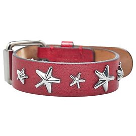 Jimmy Choo Star Studs Leather Bracelet Red