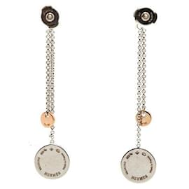 Hermès-Hermes Silver Pink Gold Earrings-Silvery,Metallic