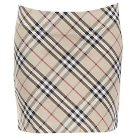Falda mini de cuadros firma Burberry London Castaño