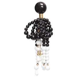 Marni Beads Drop Tassel Statement Dangling Clip On Earrings Pair Black