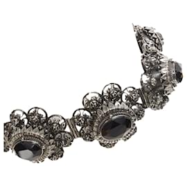 Alexander Mcqueen-Alexander McQueen Rose Choker gunmetal silver jewel choker necklace-Silvery,Metallic