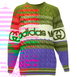 Gucci-Gucci Adidas wool D logo embroidery cable sweater-Multiple colors