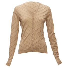 Dior-Christian Dior Galliano Dior logo Pointelle knit cardigan-Brown,Beige