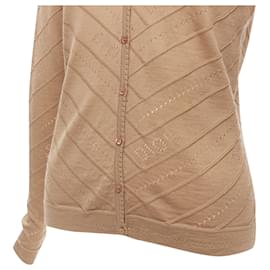 Dior-Christian Dior Galliano Dior logo Pointelle knit cardigan-Brown,Beige