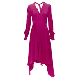 Alexander Mcqueen-Alexander McQueen silk puff sleeves psy bow draped skirt dress-Pink